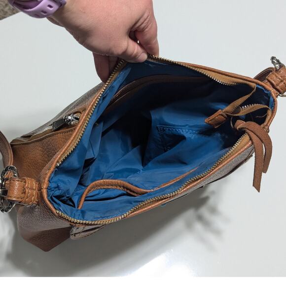 Catchfly Studio Western Leather Purse Shoulder Bag Brown Turquoise Crossbody - Picture 5 of 7